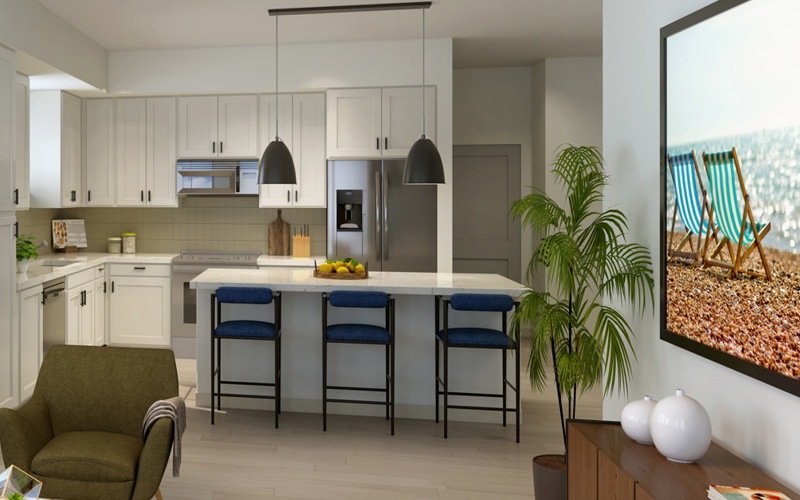 Well-lit kitchen with ample counter space